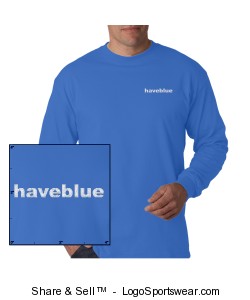 Light blue long-sleeve t-shirt with white logo Design Zoom